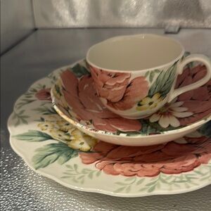 Vintage Nikko Rose Pattern Set with Cup, salad bowl and Plate